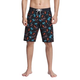 AXESEA Mens Swim Trunks Quick Dry Surf Long Elastic with Pockets Swimwear Bathing Suits No Mesh Lining Pineapple
