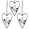 Set of 3 Wire Hanging Ornaments for Hanging, Black (Heart