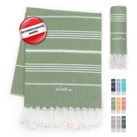 LeStoff Premium Hammam Towel XXL 200 x 200 cm - 100% Organic Cotton, Prewashed, Sustainable, Absorbent & Quick Drying, Picnic Blanket, Beach Towel, for Beach, Bathroom, Yoga, Camping & Travel (Olive)