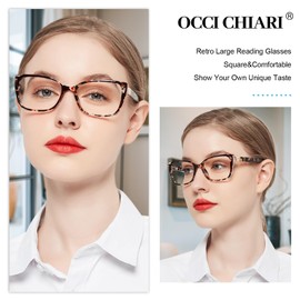 OCCI CHIARI Modern Big Frame Reading Glasses for Women Square Readers(Brown 3.5x) 1.0 1.25 1.5 1.75 2.0 2.25 2.5 2.75 3.0 3.5 4.0 5.0 6.0