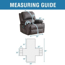 H.VERSAILTEX 100% Waterproof Recliner Chair Cover Nonslip Recliner Cover Stay in Place Electric Power Lift Recliner Slipcovers Fitted Standard Large Power Lift Recliner with Side Pocket,Grey/Beige