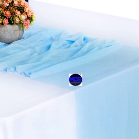 MDS Pack of 10 Wedding 12 x 108 inches Chiffon Table Runner for Wedding, Decorations for Birthday Parties, Banquets, Graduations, Engagements, Runners fit Rectangle, Round Table -Turquoise