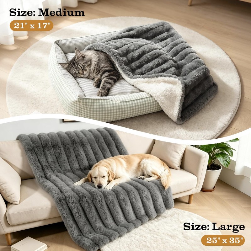 Cat Blanket for Indoor Cats, Soft Rabbit Fur Kitten Blanket