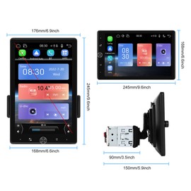 Rrrradio 10.4" Single 1 Din Touch Screen Car Stereo Wireless Carplay Android Auto Radio
