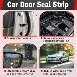 ecocstm 4 PCS Car Door Rubber Seal Strip, Car Rubber Sealing Sealed Strip, Seal Strip Gasket with Top Bulb, Automotive Door Weather Stripping, for Cars Campers Trucks Boats RVs