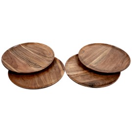 DEVLA Natural Acacia Wooden Charger Plates For Dinner (10x10 inch) Small Round Wood Charger Plates Set of 4 For Kitchen Use, Table Centerpieces | weddings, Parties, Anniversaries, Festival Gifts