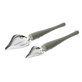 Restaurantware Comfy Grip Decorating Spoons 2-Piece Non-Corroding Saucier Spoons - With Spout Ergonomic Stainless Steel Drizzle Spoons For Culinary Plating & Decorating