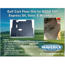 Maverick Black Golf Cart Floor Mat Fits EZGO TXT 94+ Express S4 2012-2020 Valor Workhorse