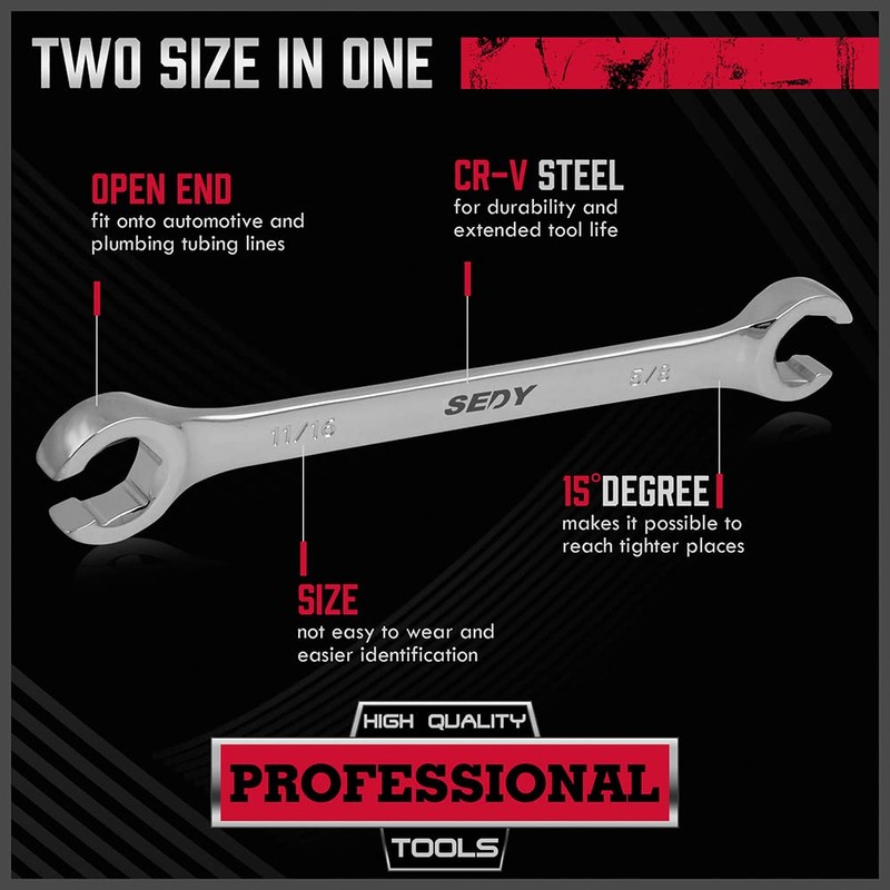 4-Piece Flare Nut Wrench Set - SAE Brake Line Wrench