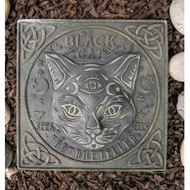 Pack Of 3 Wicca Mystic Black Cat Sees Tells Fortune Teller Resin Stepping Stones