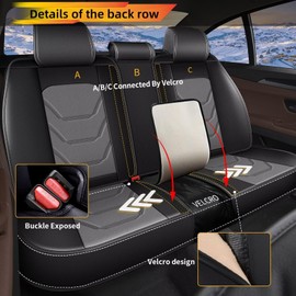 JIAMAOXIN Car Seat Covers Fit for Nissan Rogue 2010-2024 2025: 5 Seat Full Set Seat Covers for Rogue SV/S/SL/Platinum/SL Hybrid Seat Cushion(Black&Grey)