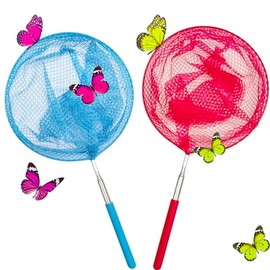 Paquete de 2 redes telescópicas de mariposa para niños para atrapar mariposas, herramientas al aire libre para atrapar peces y mariquitas, extensibles a 34 pulgadas y con agarre antideslizante