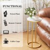 Katrawu C Shaped end Table,Wood Round Side Table for Couch,Small