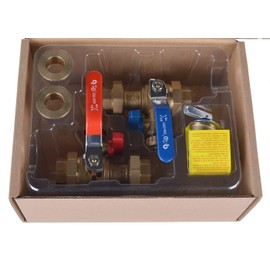 Hydro Master Tankless Water Heater Service Valve Kit with Pressure Relief Valve Included 2 pcs SWT Connections, 1-Inch IPS Isolator Clean Brass