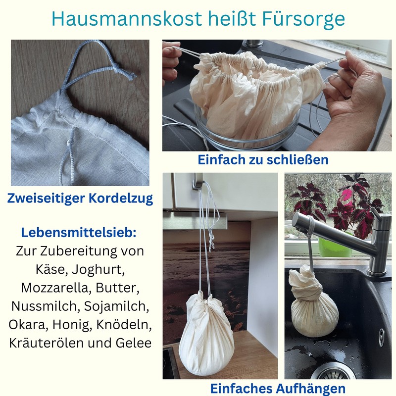 Edel Living Straining Cloth with Drawstring, Cheesecloth, Reusable, Made of