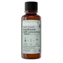 Davids Hydroxi™ Fresh Breath Mouthwash Refill Concentrate, Alcohol-Free, Fluoride-Free, Remineralizing Nano-Hydroxyapatite for Sensitive Teeth & Enamel Health, Gum Detox