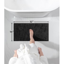 YIHOUSE Bathroom Rugs Mat 16x32, Non Slip Quick Dry Bath Mat for Bathroom Thin Bath Rugs Absorbent Fit Under Door Machine Washable Low Pile for Sink, Shower, (Dark, 16"x32")