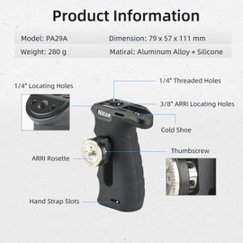 Nitze Side Handle Rosette Side Handle with ARRI Rosette for Left or Right Hand, Mini Side Grip Adjustable Up and Down for Camera Cage Cage-PA29A