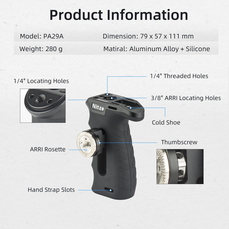 Nitze Side Handle Rosette Side Handle with ARRI Rosette for
