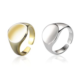 Qimily Open Ring Adjustable Statement Rings Set，2PCS 18K gold plated Platinum Plated Rings For Women Men