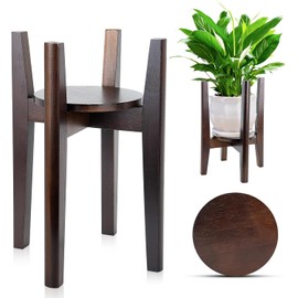 Soporte ajustable para plantas de madera de mediados de siglo moderno en maceta para interior y exterior, soporte para flores, se adapta a macetas de 20 a 30 cm (planta y maceta no incluida)
