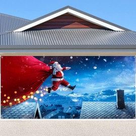 Christmas Garage Door Decorations 7x16ft Large Christmas Holiday Garage Door Banner Winter Xmas Santa Claus Christmas Garage Door Cover 2 Car Garage Door Christmas Decorations Backdrop Outdoor