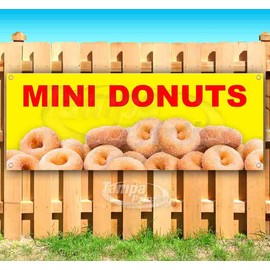 Mini Donuts Banner 13 oz | Non-Fabric | Heavy-Duty Vinyl Single-Sided With Metal Grommets