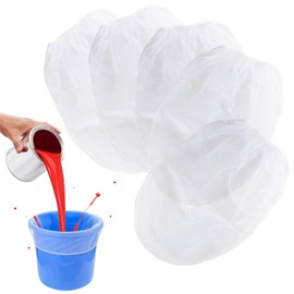Sukh 5PCS Paint Filter Bag - 5 Gallon Bucket Strainer with Elastic Drawstring Top Opening Nylon Mesh Filter White Fine Mesh Bag for Gardening