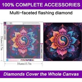 croshom Mandala Diamond Painting Kits for Adults, 5D Flowers Diamond Art Kits for Beginners, DIY Mandala Full Drill Gem Art for Home Wall Decor 14X14in