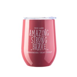 DIVERSEBEE Inspirational Thank You Gifts for Women, Mom, Sister, Wife, Coworker, Nurses, Best Friend, Encouragement Birthday Wine Gifts - Insulated Wine Tumbler Cup with Lid (Ruby)
