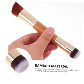 FOMIYES 2pcs Double Ended Blush Brush Natural Handle Powder and Bronzer Brush Women Makeup Tools Soft and No Shedding