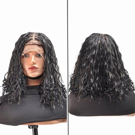 Full Lace Short Boho Braided Wig - Glueless Boho Braided Wig - 13 Inches (Black)