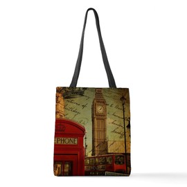 CafePress Vintage London UK Fashion Polyester Tote Bag 16"x16"