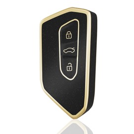 OFF WE GO Car Key Case for VW Key Case Cover Key Box for Volkswagen Golf 8 MK8 Seat Leon MK4 Skoda Octavia 8 Ateca Tarraco Key Cover Key Protection Housing Black Gold