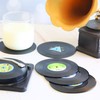 Funny Retro Record Coasters for Drinks with Vinyl Player Holder