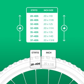 Bicycle Inner Tube 20 x 1.10 > 1.40 (ETRTO 28/37-406) x2 - Schrader Valve 40 mm - Compatible with Children's Bikes/BMX 20 Inch - High Resistance and Elasticity MOOVMOOV
