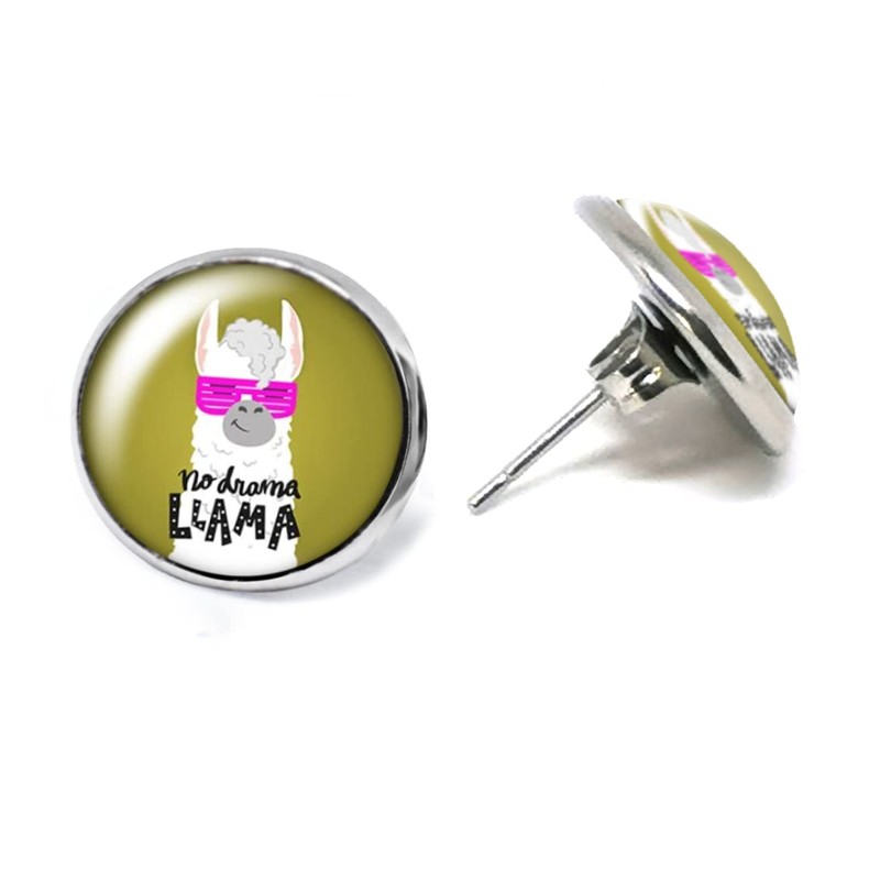 JUANLOWE No Drama Lama Earrings Silver Alpaca Stud Earrings Stainless