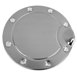 Neutron Motorsports Fits 02-09 Dodge Ram 1500 2500 Chrome Stainless Steel Gas Door Cover w/ Diamonds