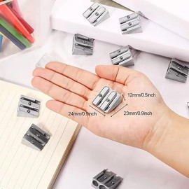 ROMAXO 3pcs Pencil Sharpener Double-Hole Sharpener for Artist Sketching Pencils Eyebrow Pencil Stationery Strong Metal Sharpeners School Supplies