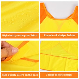 Cozlly 2PCS Kids Art Aprons for Age 7-12 Years Girls Boys, Kids Art Smock Toddler Children, Artist Painting Aprons Long Sleeves with 3 Pockets, Waterproof Play Apron for Painting, Craft, School (A)