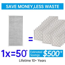 UBeesize 12x24x1 Reusable Electrostatic Air Filter HVAC AC Furnace Filter,MERV 8,Washable, Lasts a Lifetime,Permanent Air Filter,Breathe Fresher,Home And Office(Actual Size:11.38x23.38x0.82 Inch)