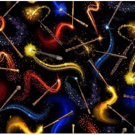 Timeless Treasures Haunted Mystic Library Magic Wands Cotton Fabric by the Yard