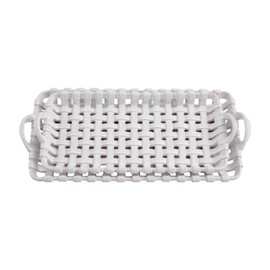 Mud Pie Nested Basket Weave Trays, 15" x 7", WHITE