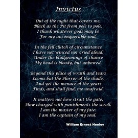 Motivational Inspirational Quote Sign Poster Print Invictus Poem.