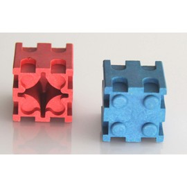 WISSNER aktiv lernen 080582.IMP RE Wood plug-in cubes, 30 cubes for inserting in red and blue, edge length 2 cm, sustainably produced, ideal for learning to calculate