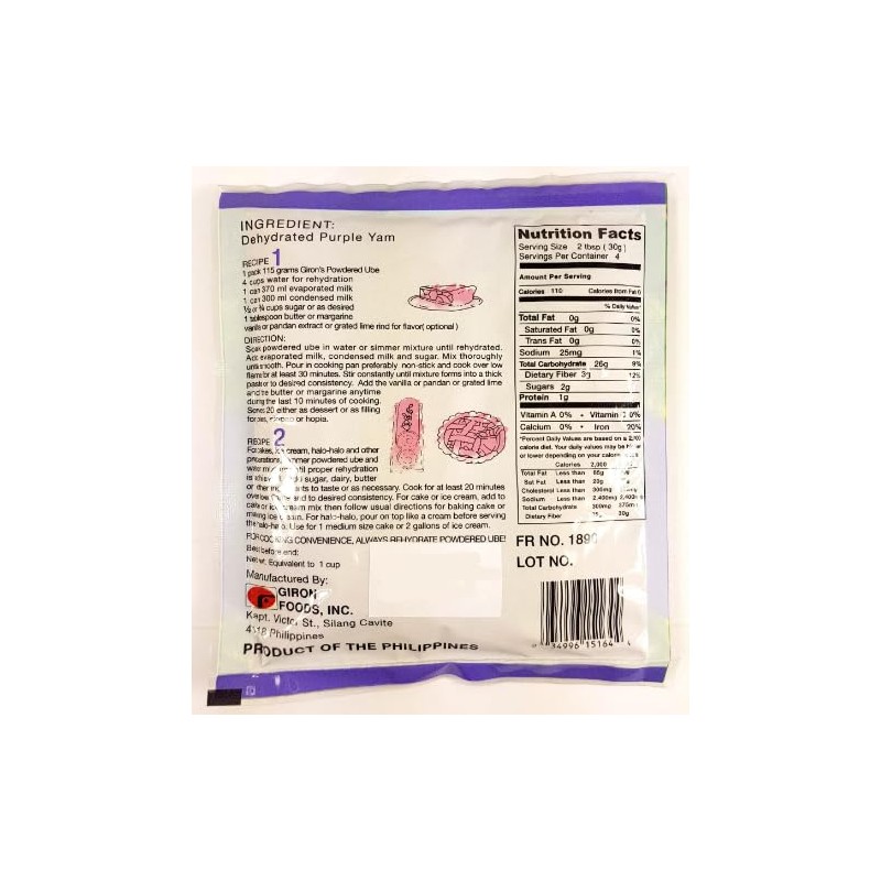 Giron Powdered Purple Yam - Ube, 115g (4 oz)