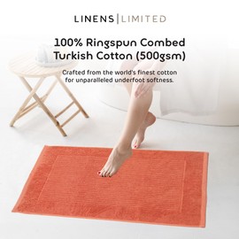 Linens Limited - Non Slip Bath Mat, Bathroom Accessory for Spa Experience, Soft and Luxurious, Turkish Cotton, Super Absorbent Long Rug, Machine Washable (Terracotta)