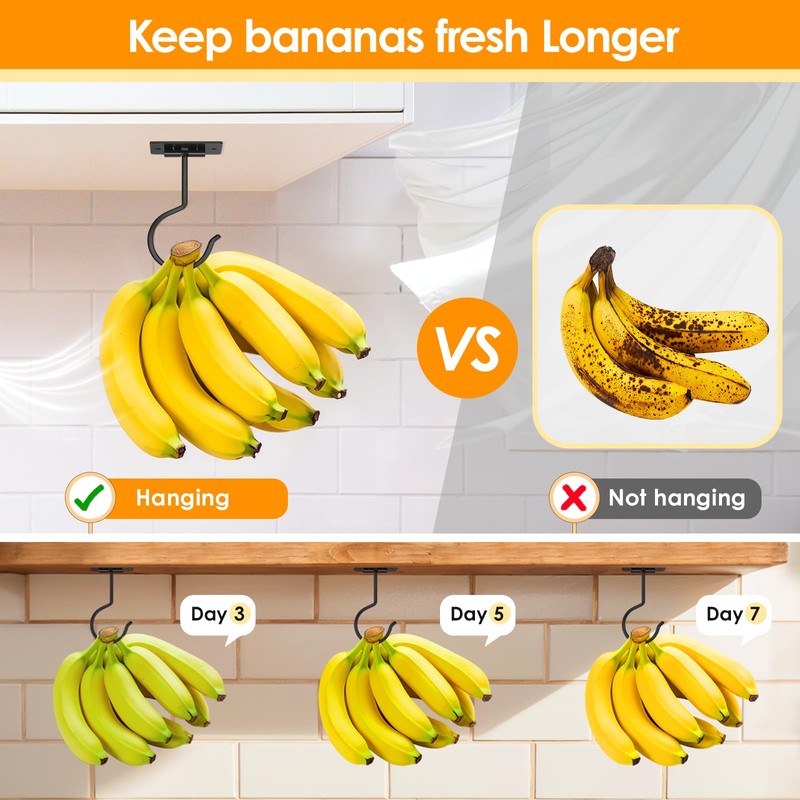 Fitnice Self Adhesive Banana Hook Under Cabinet Foldable Banana Hanger