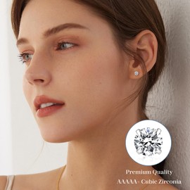 VEEDOFA Sterling Silver Stud Earrings for Women, Hypoallergenic 925 Sterling Silver Stud Earrings Cubic Zirconia Small Stud Earrings