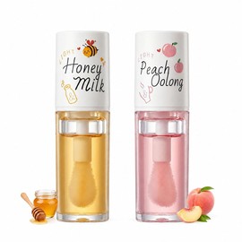 2 unidades de brillo labial de miel de melocotón, esencia de labios hidratante, bálsamo de aceite labial de gelatina de cristal, aceite de labios nutritivo de larga duración, aceite de brillo labial